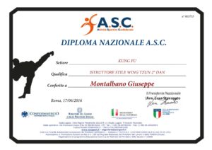 Attestato Wing Chun A.S.C.